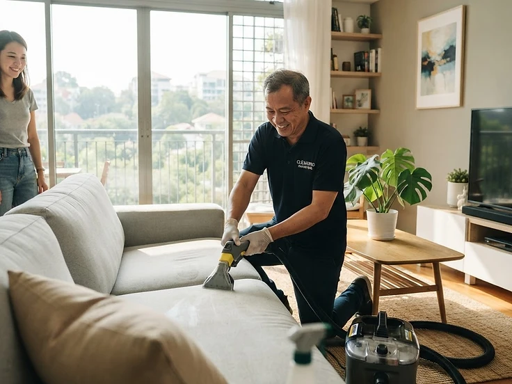Spring cleaning a living room