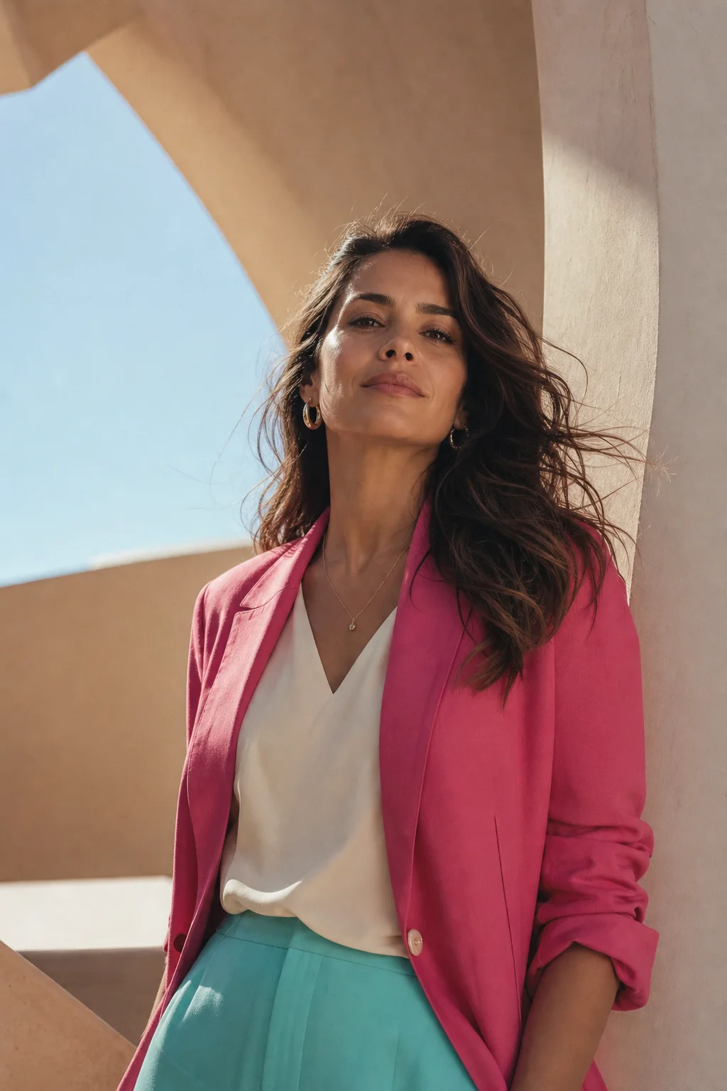 Retrato editorial de una mujer con estilo contemporáneo y actitud segura.