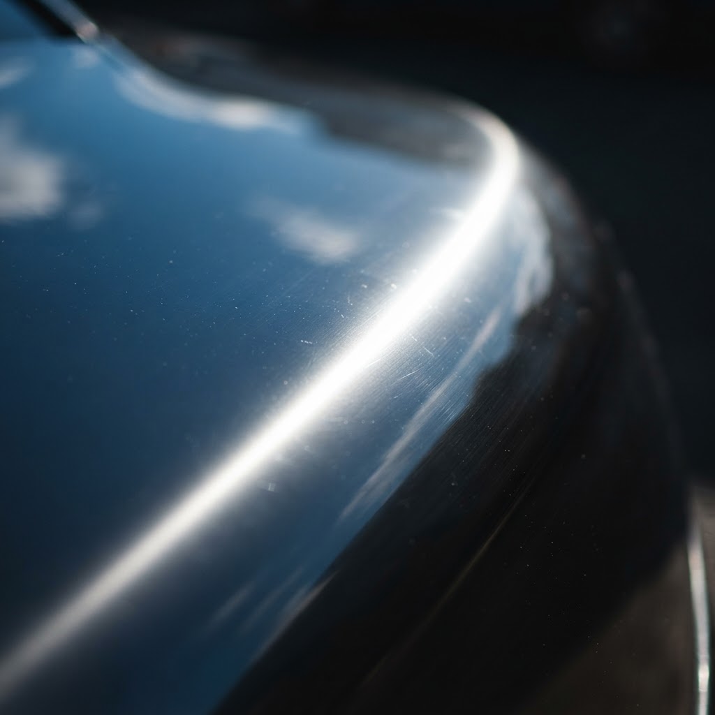 Sunlight bouncing off polished curved metal