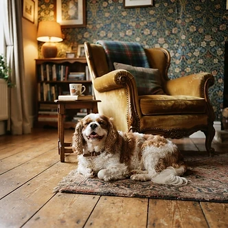 Dog relaxing in a Lounge