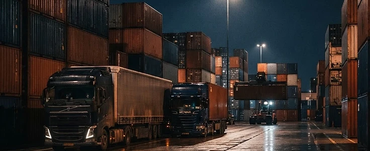 Nákladní automobily a kontejnery v přístavním terminálu — obchodní dohoda EU–Mercosur a dovozní cla