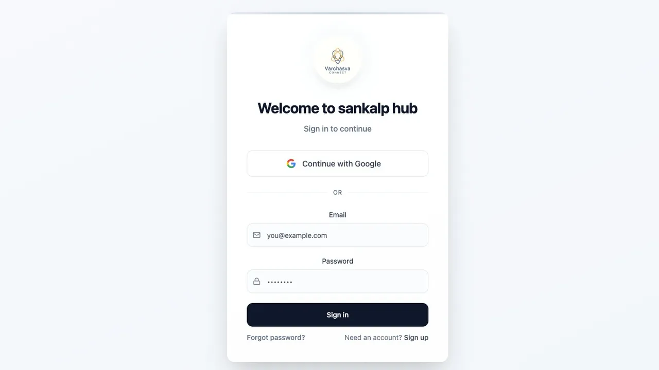 varchasva-app template preview