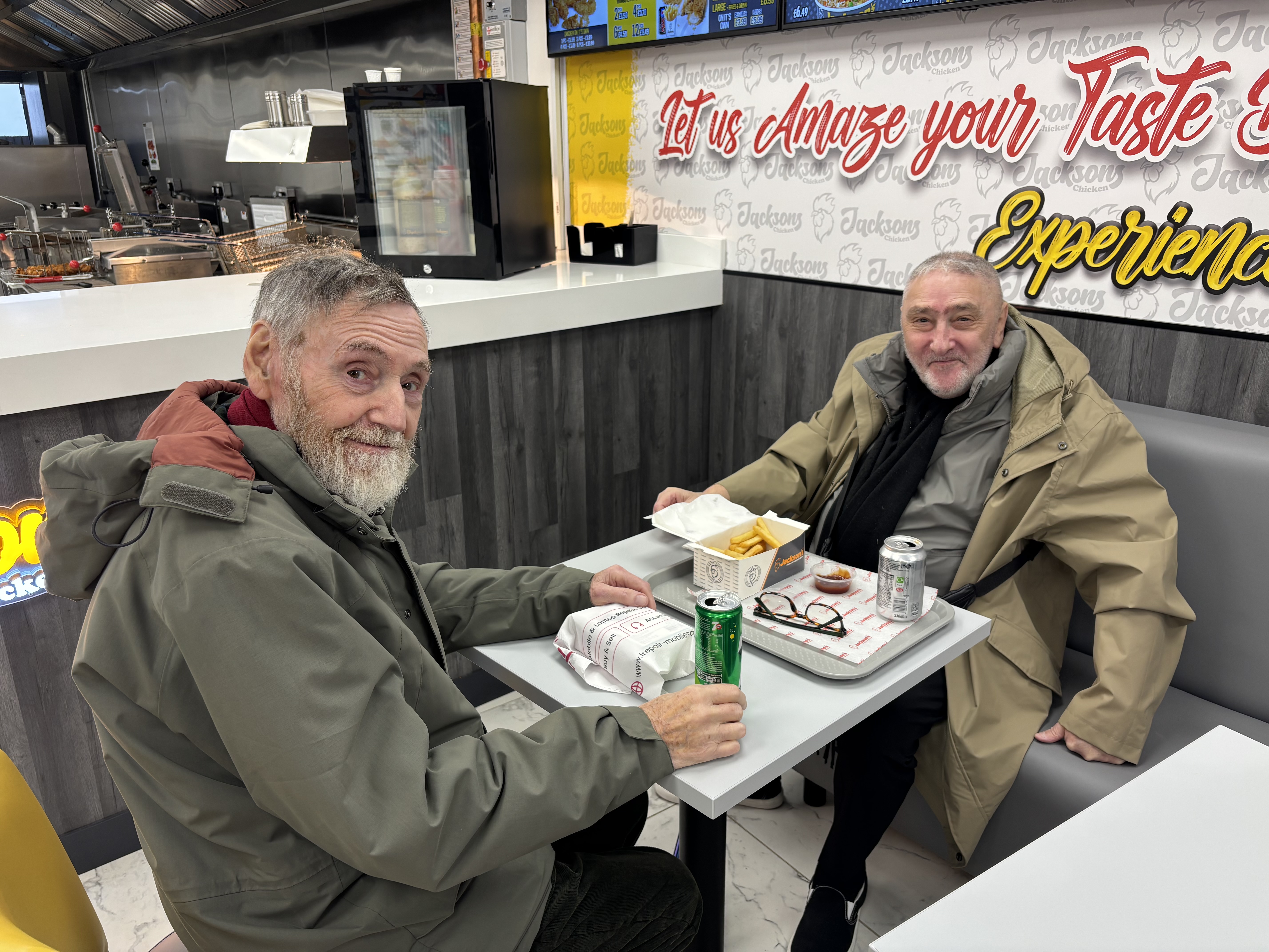 Two travellers sharing a meal out together
