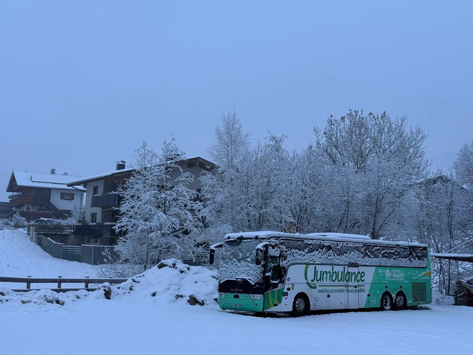 The Jumbulance coach in the snow