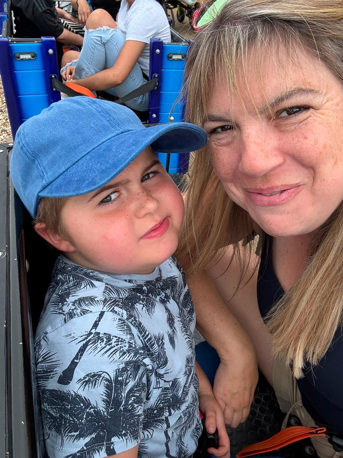 A mother and son selfie on a Jumbulance adventure