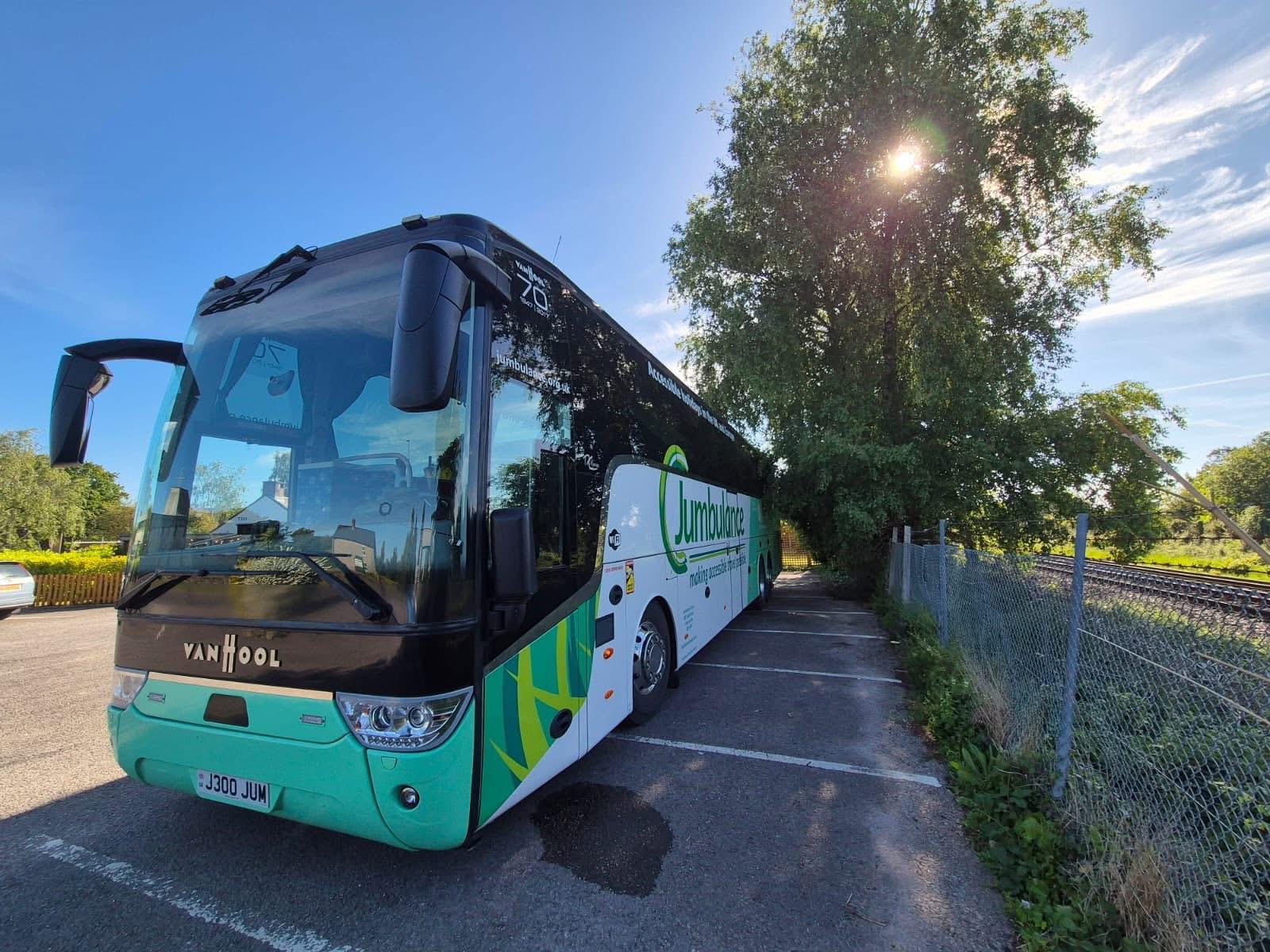 The Jumbulance coach parked ready for a journey