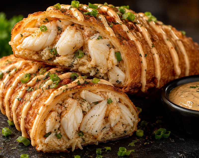 HER Crab Drip gourmet stuffed eggroll