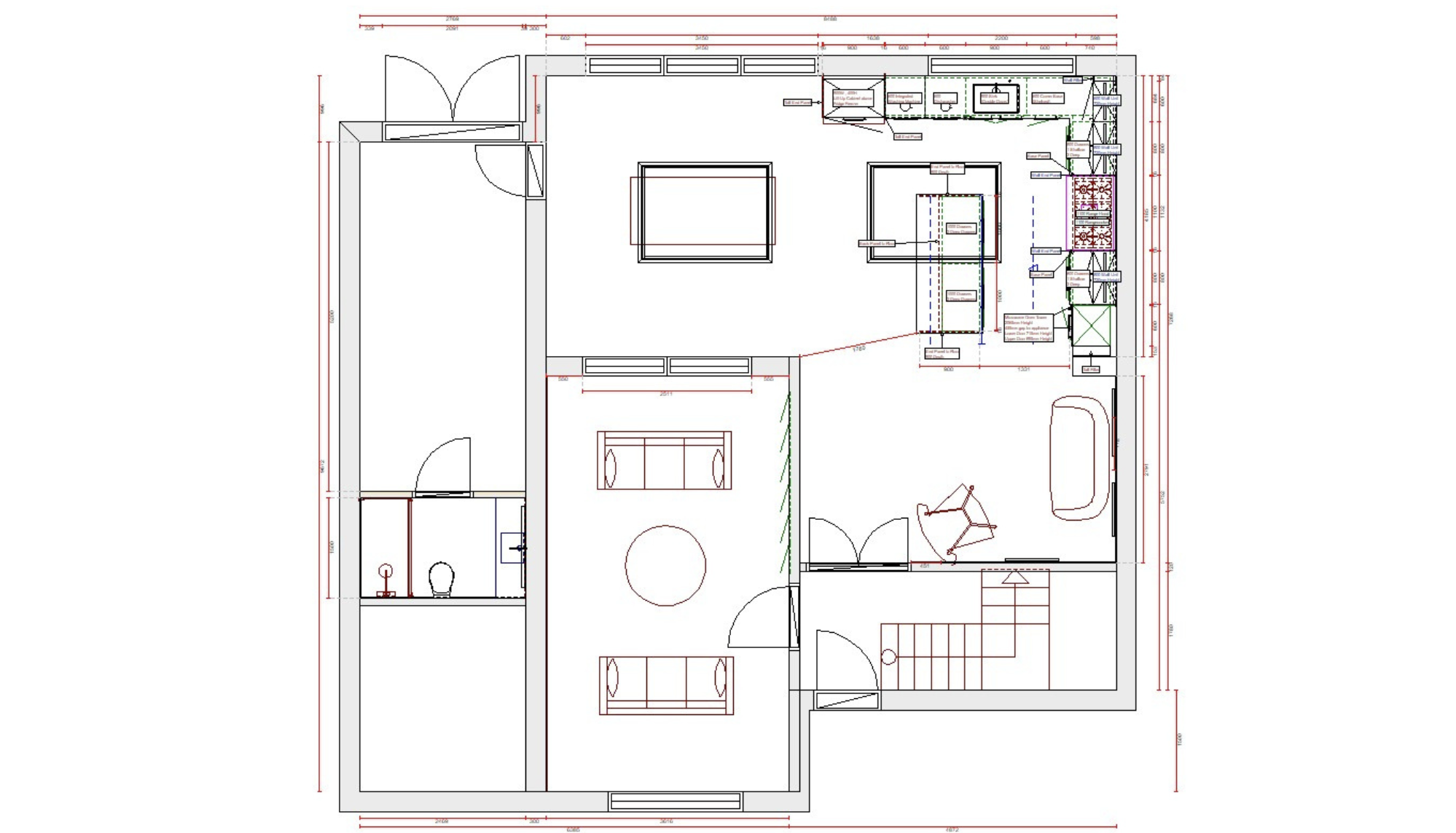 Space planning — dimensioned floor plan