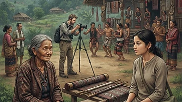 Preserving the Tapestry: Documentation of Indigenous Cultural Heritage in India: AI-generated editorial illustration for NATION CONTINUITY.