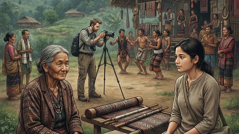 Preserving the Tapestry: Documentation of Indigenous Cultural Heritage in India: AI-generated editorial illustration for NATION CONTINUITY.