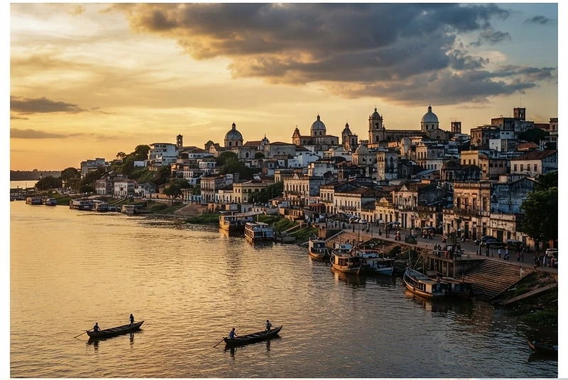 Paraguay River sunset over Asunción's colonial waterfront