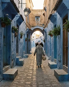 Moroccan medina blue alley in Chefchaouen