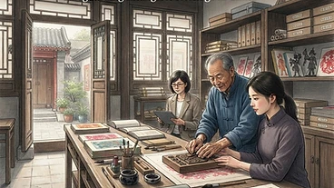 The Architecture of Memory: Safeguarding Intangible Heritage in China: AI-generated editorial illustration for NATION CONTINUITY.