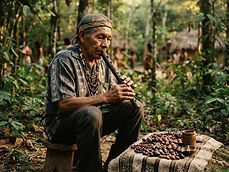 Guaraní community in Paraguay with a carved wooden flute
