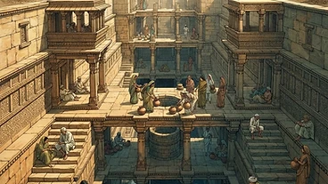 Subterranean Ingenuity: The Enduring Legacy of Indian Stepwells: AI-generated editorial illustration for NATION CONTINUITY.