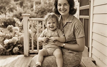 A restored and lightly colorized vintage family photograph