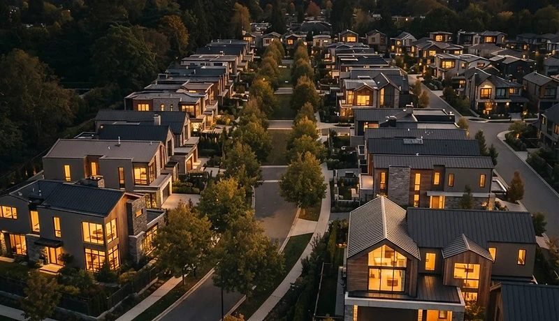 Z&ME residential development at dusk