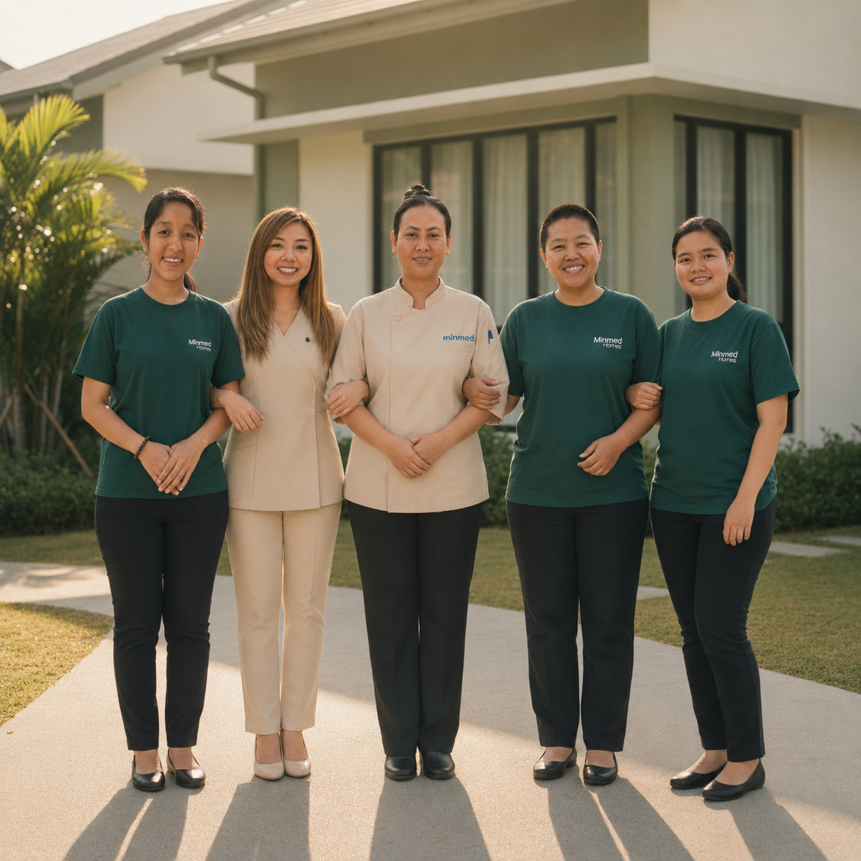 The Minmed Homes household team standing together outside a residence