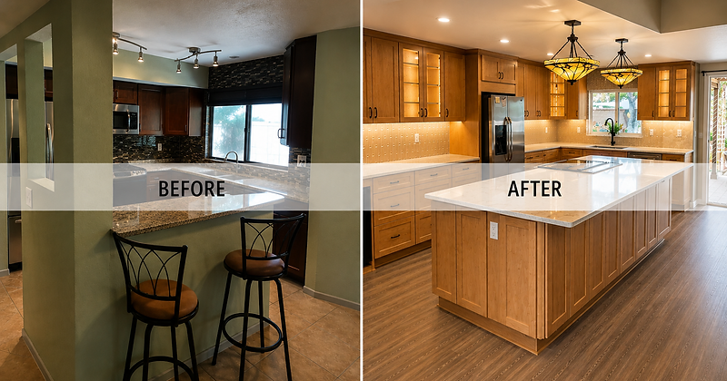 Kitchen remodel before and after in Tucson