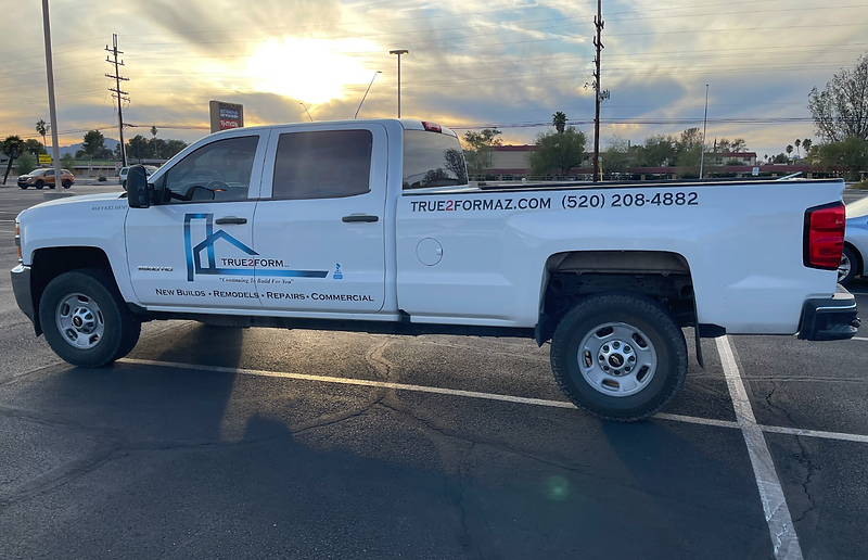 True2Form Remodels & Repairs branded truck in Tucson, Arizona