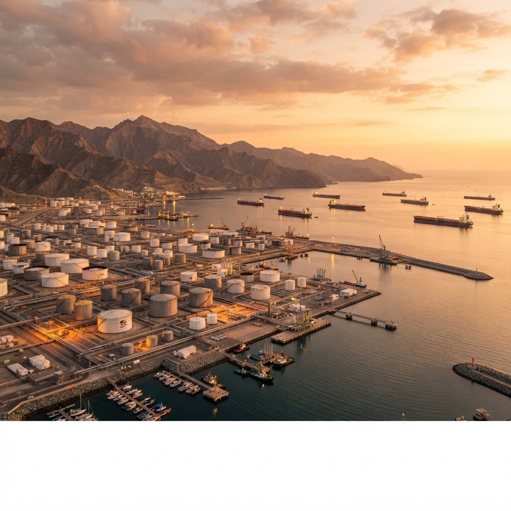 Fujairah bunkering port at golden hour