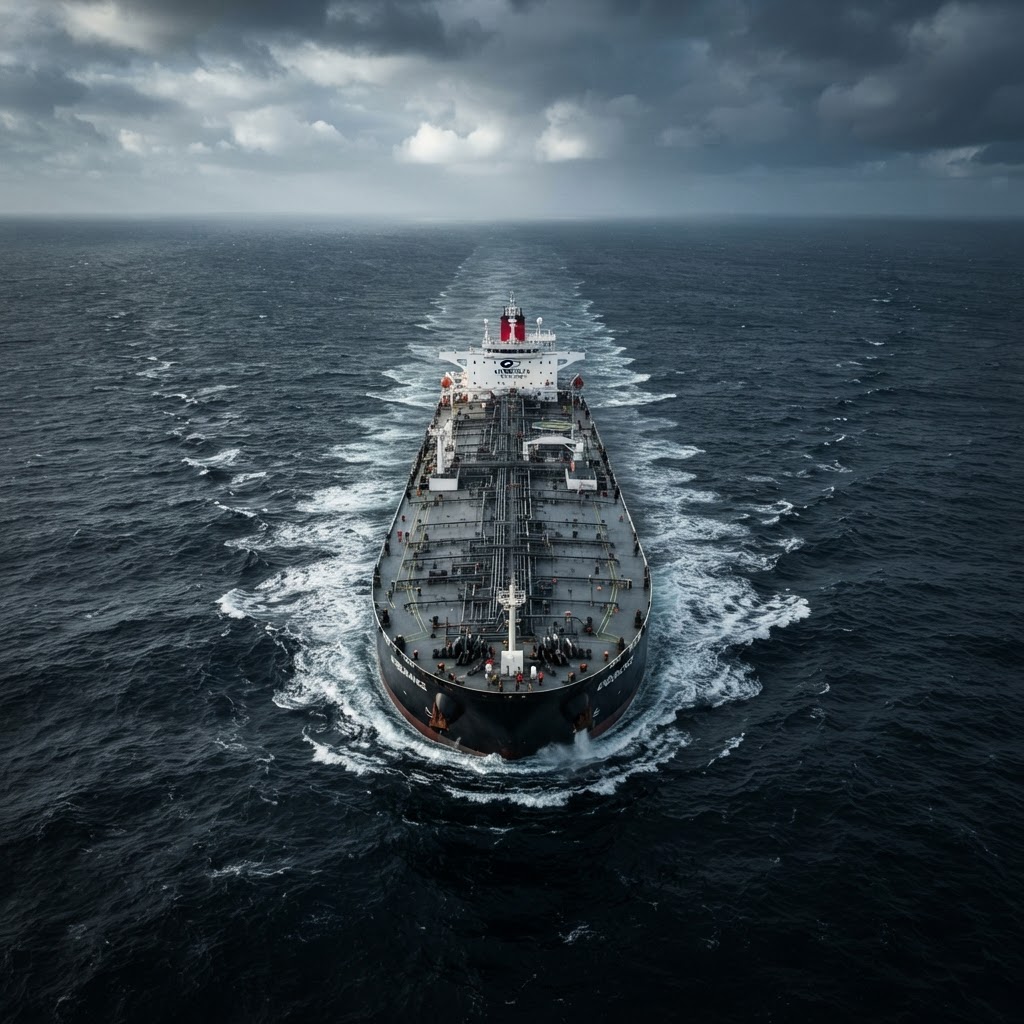 Crude oil tanker at sea