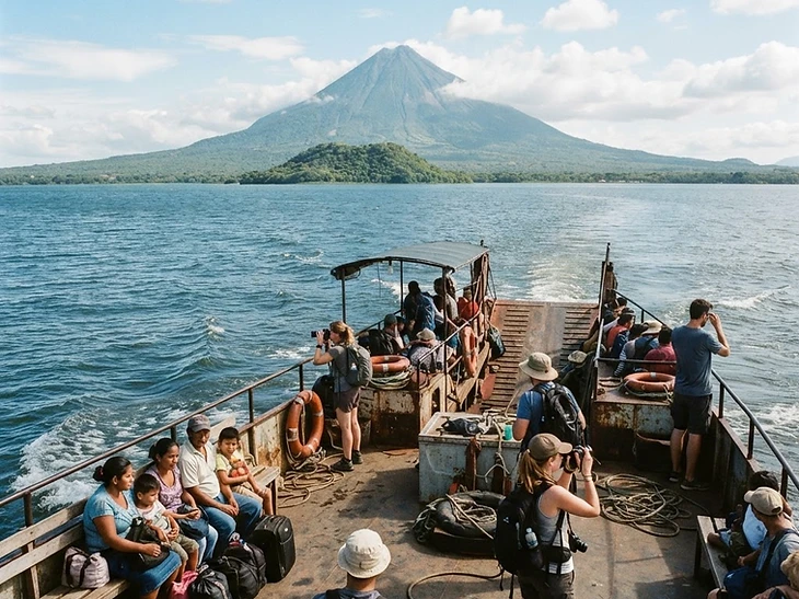 Ferry cruzando el Lago de Nicaragua hacia Ometepe