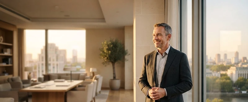 Business leader ending the day with confidence
