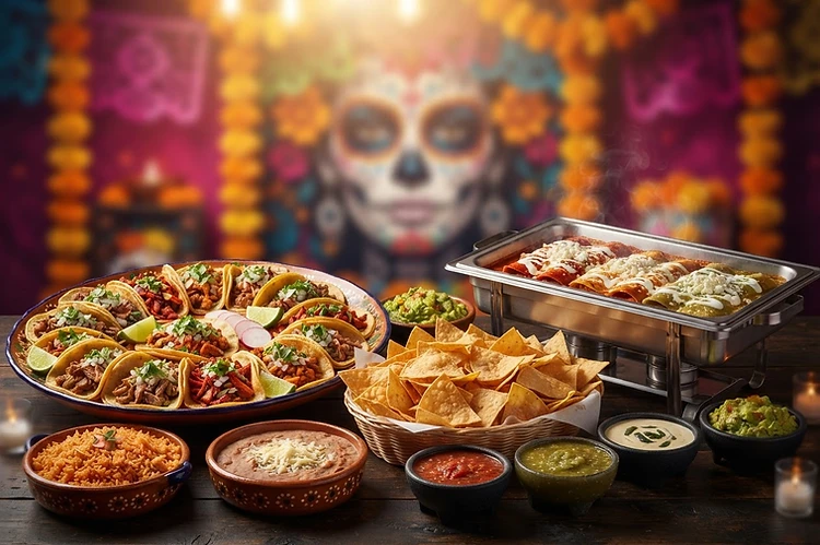 Mexican catering spread from Kasa Amigos