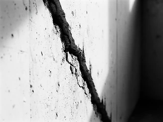 Fissure de retrait-gonflement des argiles sur un mur de maison