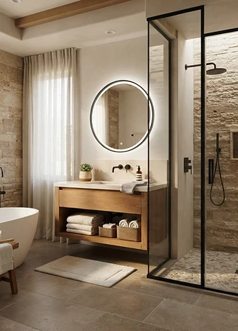 Pose de salle de bain sur mesure par CMTO Agencement — cuisiniste et artisan agenceur intérieur à Arras, Bapaume, Béthune, Lille, Cambrai (Hauts-de-France)