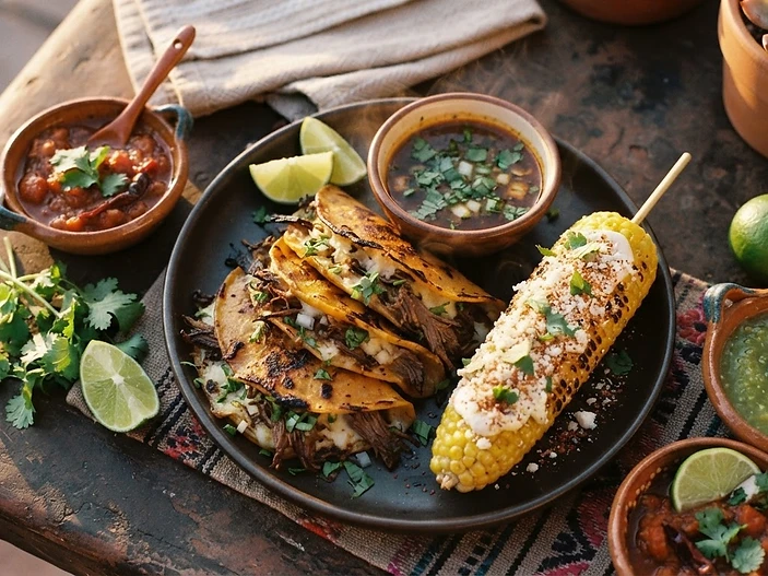 Mexican street food spread that inspired Elote Tacos