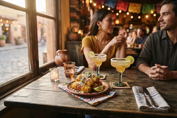 A welcoming table set for dinner at Elote Tacos