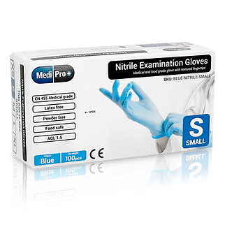 Blue Nitrile Gloves Small (1 Box x 100 Gloves)