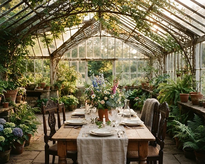 Greenhouse dining at Cirencester Park
