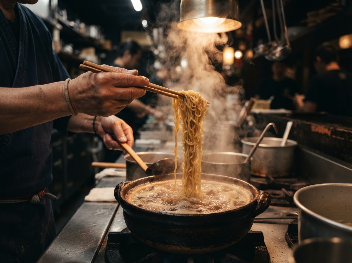 Lifting the noodles