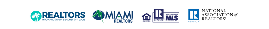 Realtors Association, Miami Realtors, Equal Housing Opportunity, and MLS logos