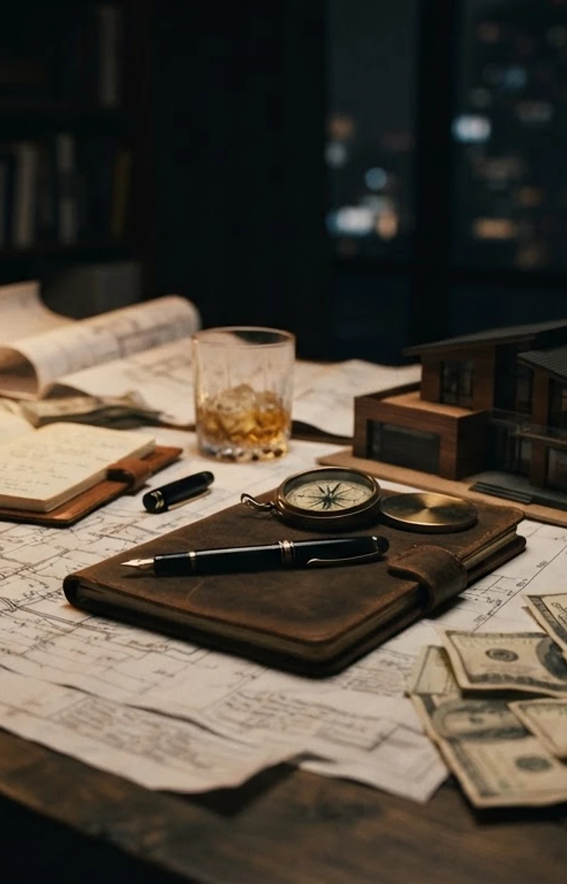 Dark architectural desk