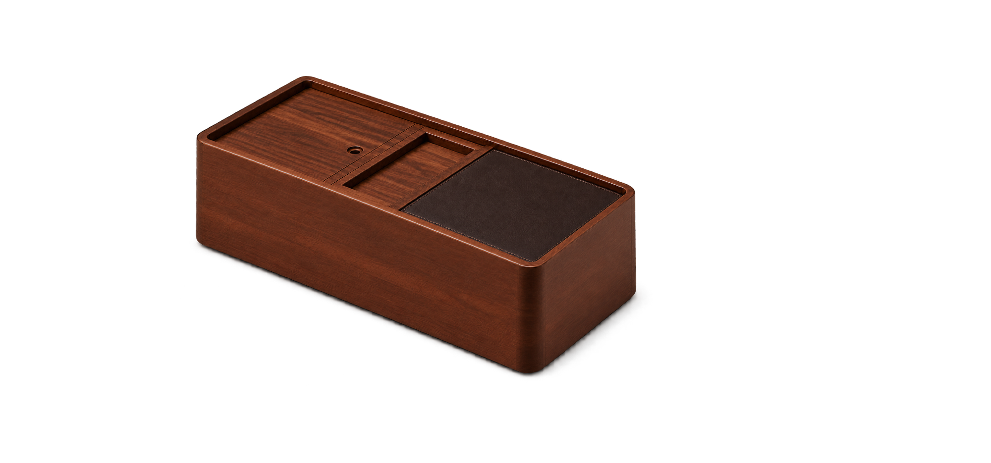Móvel laminado com baú e gaveta + porta-acessórios — Com soleta, integrado ao sofá Sled