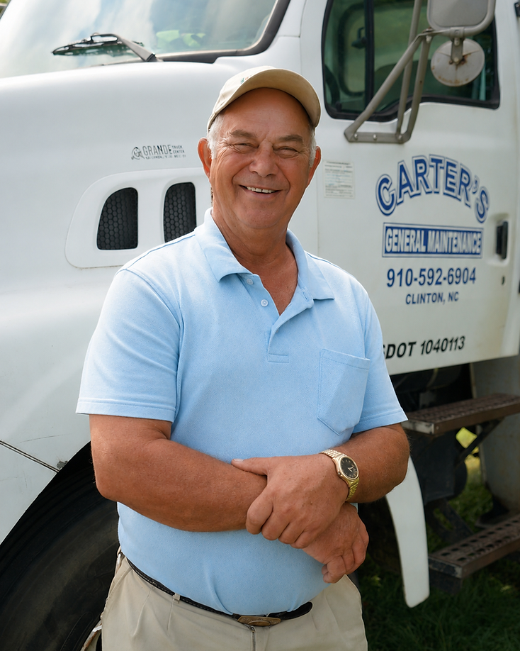 Carter's General Maintenance owner in front of service truck