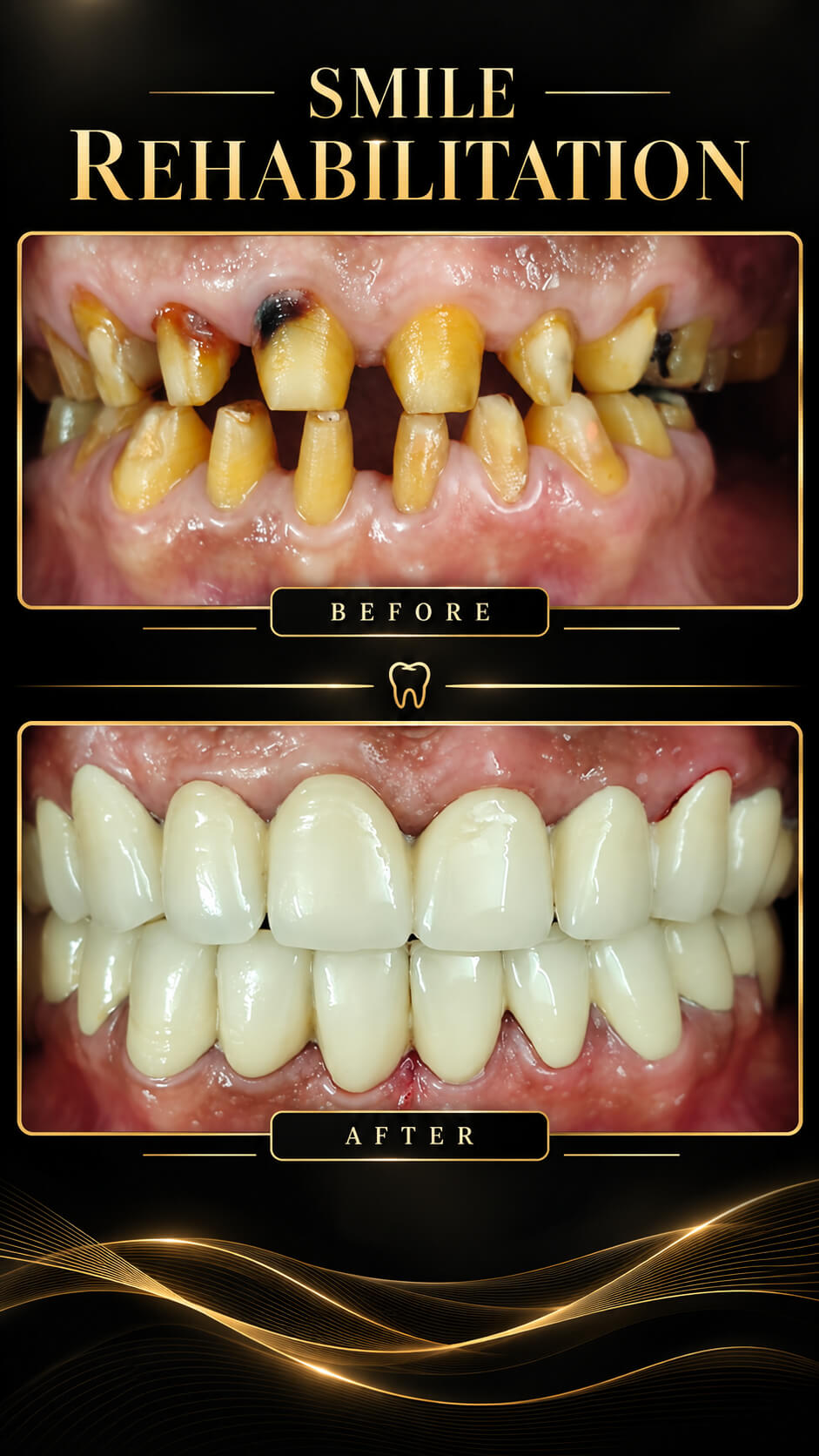 Smile Rehabilitation — before and after dental case study
