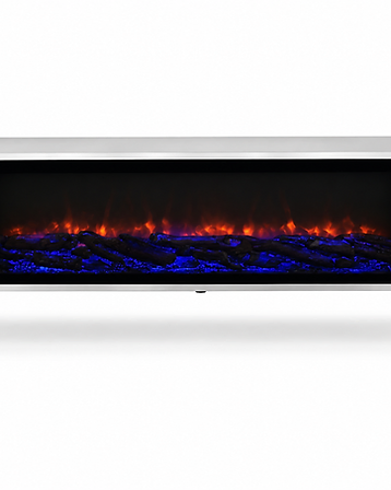 Siyah Kabartmalı, Krom Çerçeveli, Elektrik Şömineli Alçak TV Ünitesi