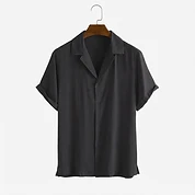 Wholesale Men's Solid Color Camp Collar Button-Down Short Sleeve Shirt