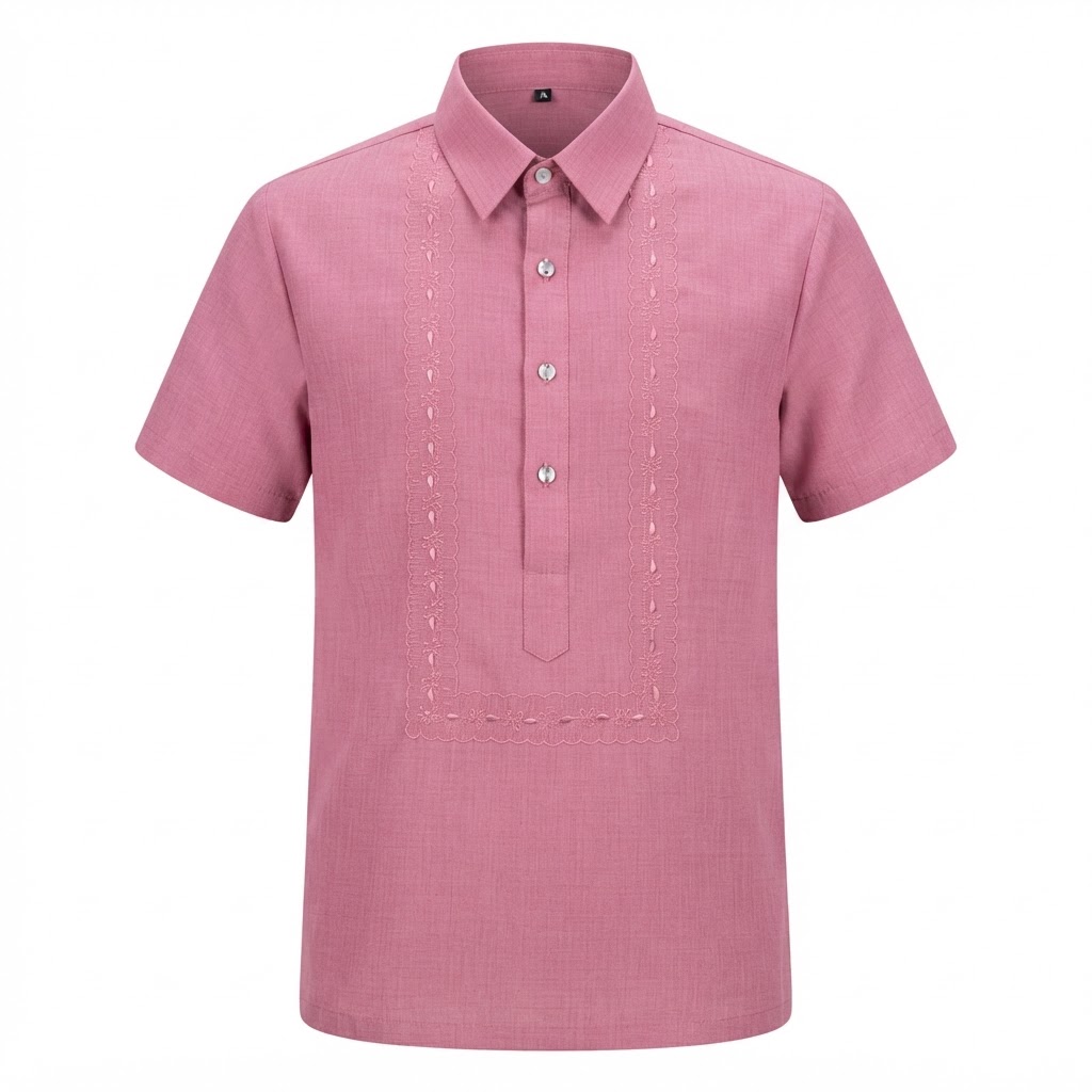 Wholesale Embroidered Linen-Cotton Barong Tagalog (Short Sleeve)