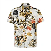 Wholesale Tropical Floral Hawaiian Button-Down Shirt