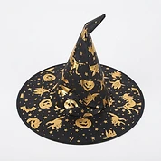 Halloween Witch Hat with Gold Print Patterns