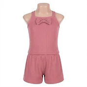 Girls Ribbed Tank Top and Shorts Two-Piece Set - Pink