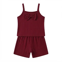 Wholesale Kids Ribbed Romper with Bow Detail