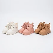 Wholesale Kids Girls Faux Leather Ankle Boots with Bow Detail