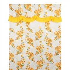 Floral Curtain with Ruffled Valance Polyester Fabric